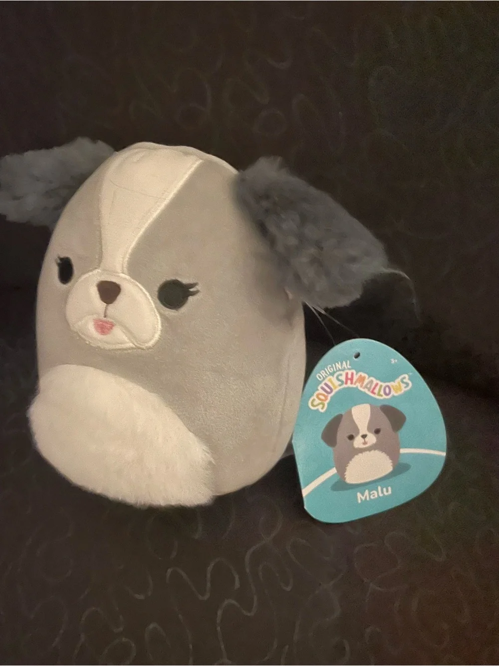 Squishmallows Gray and White Plush Dog